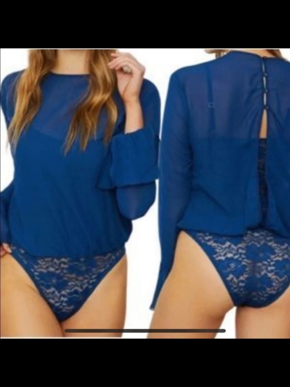 We are HAH (Hot As Hell) C It Thru Bodysuit Blue Size M - NWT